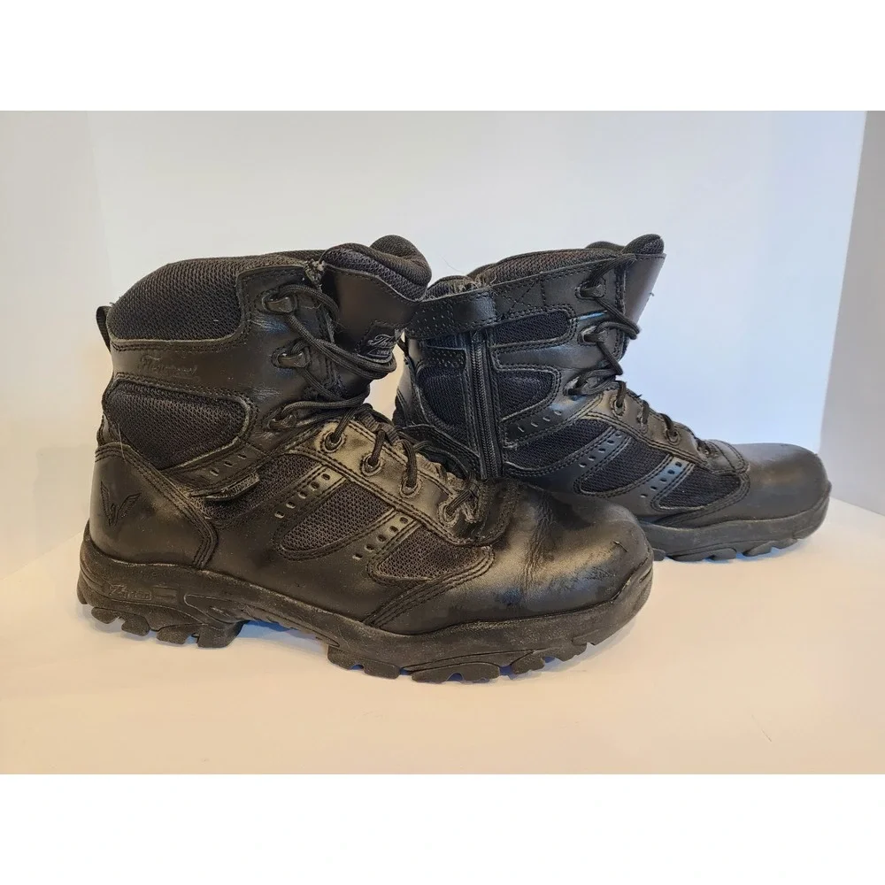 Thorogood Boots Mens 12 W Black Leather Deuce Waterproof Tactical Side Zip